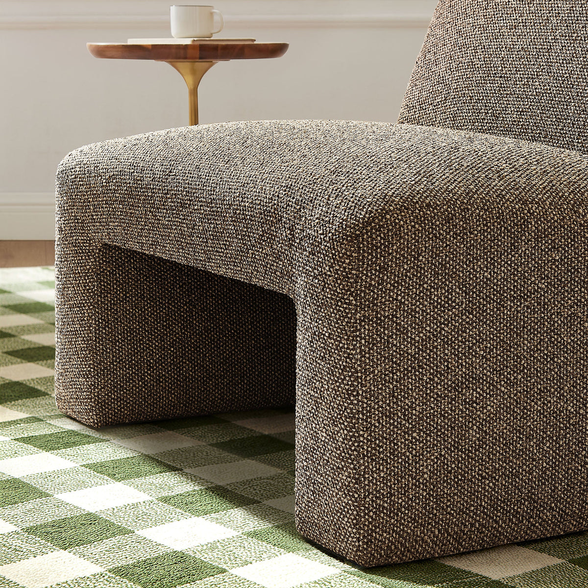 Amita Earth Lattice Boucle Upholstered Armless Accent Chair - Ornate Home