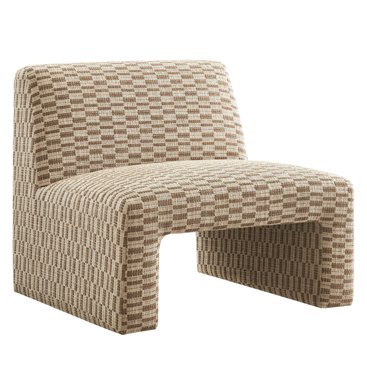 Amita Mineral Checked Woven Fabric Armless Accent Chair - Ornate Home