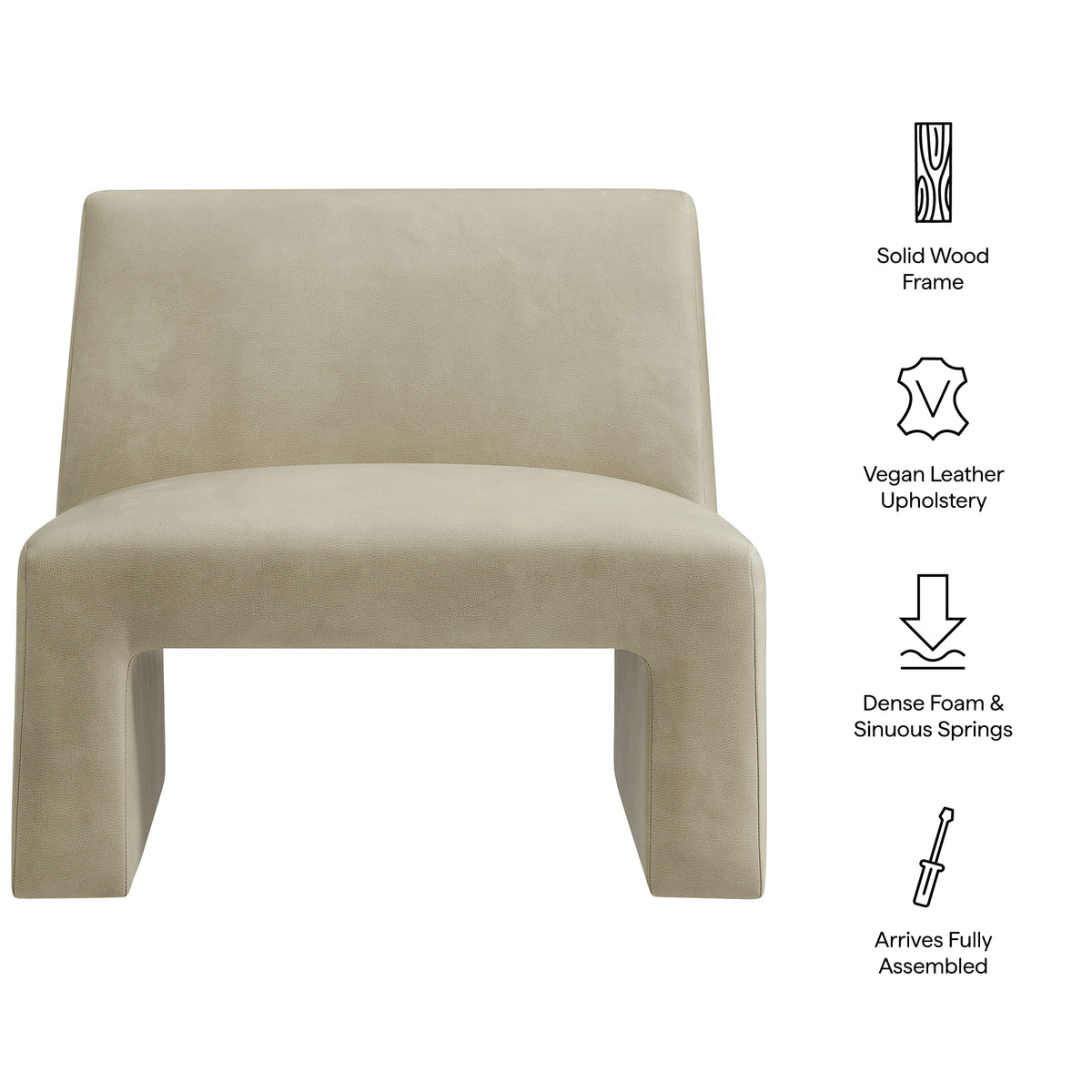 Amita Mineral Vegan Leather Armless Accent Chair - Ornate Home