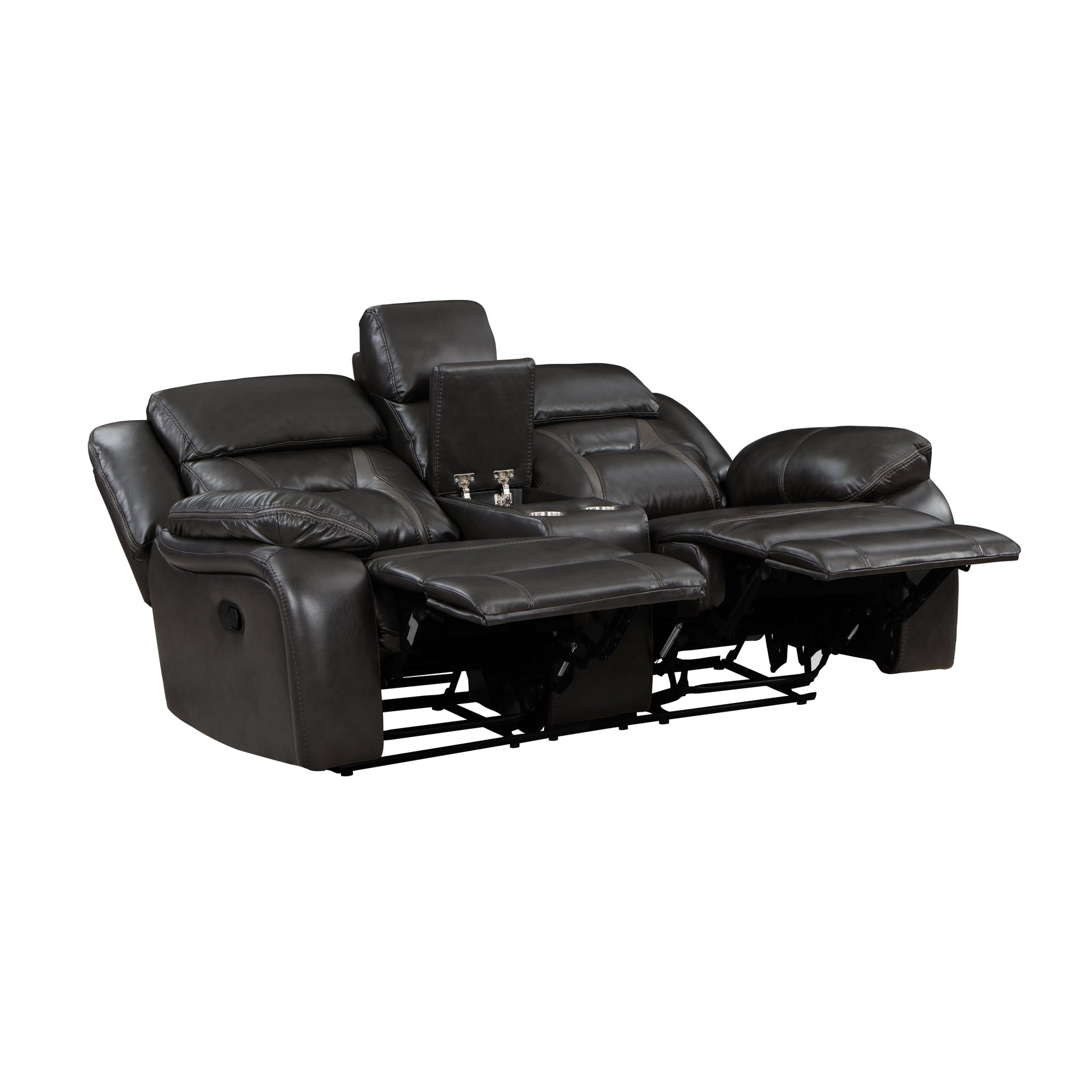 Amite Dark Gray Double Reclining Loveseat - Ornate Home