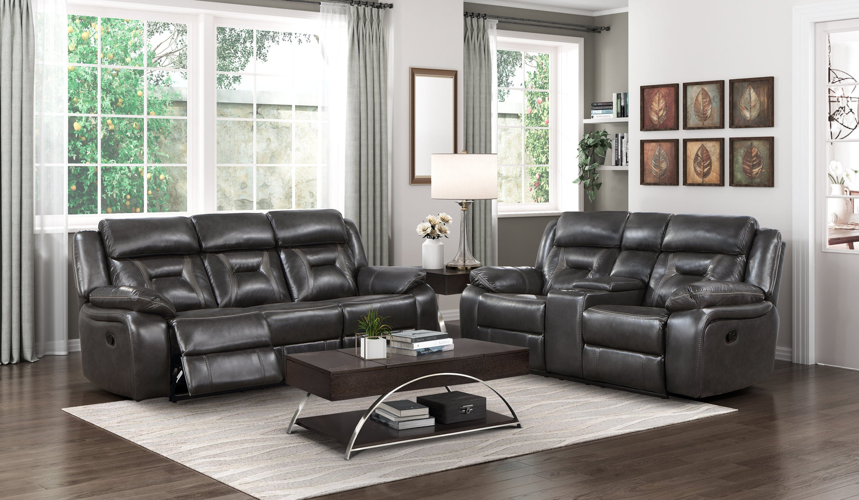 Amite Dark Gray Double Reclining Loveseat - Ornate Home
