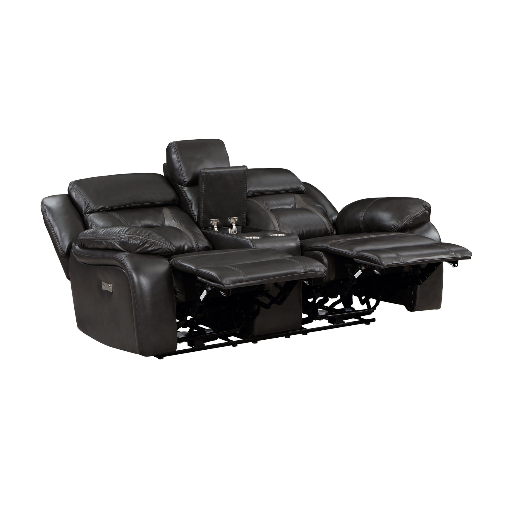 Amite Dark Gray Power Double Reclining Loveseat - Ornate Home