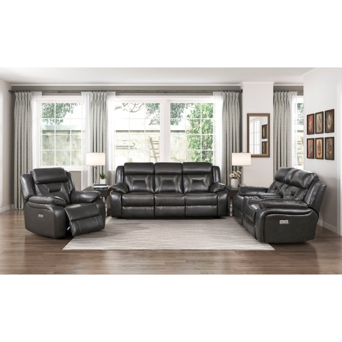 Amite Dark Gray Power Double Reclining Sofa - Ornate Home