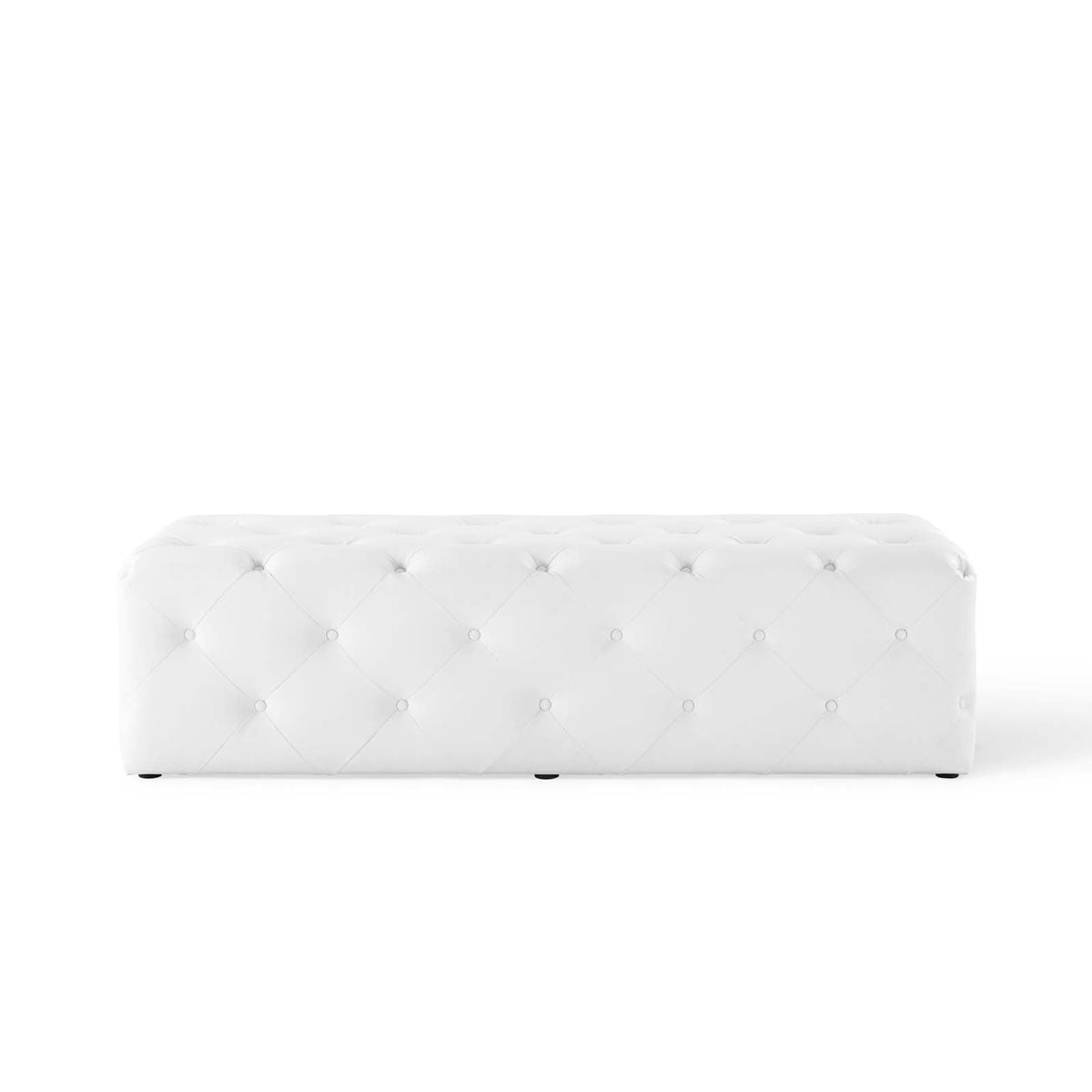 Amour White 60" Tufted Button Entryway Faux Leather Bench - Ornate Home