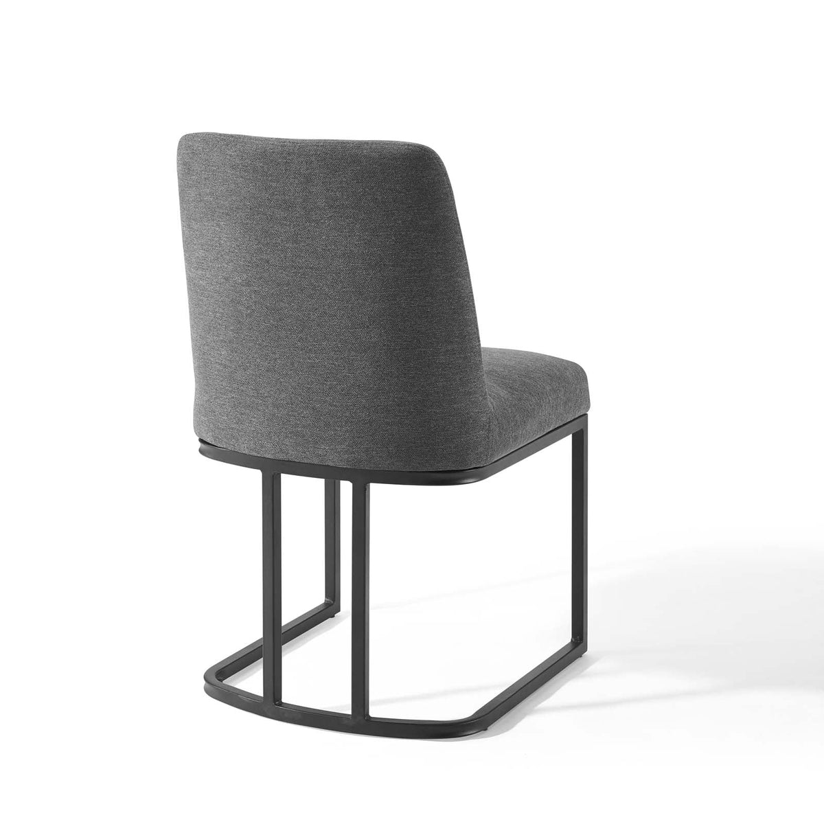 Amplify Black/Charcoal Sled Base Upholstered Fabric Dining Side Chair - Ornate Home