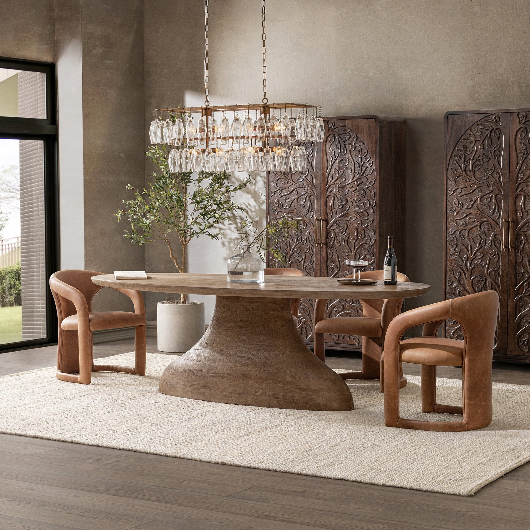 Amra Sandstone Greige Dining Table - Ornate Home