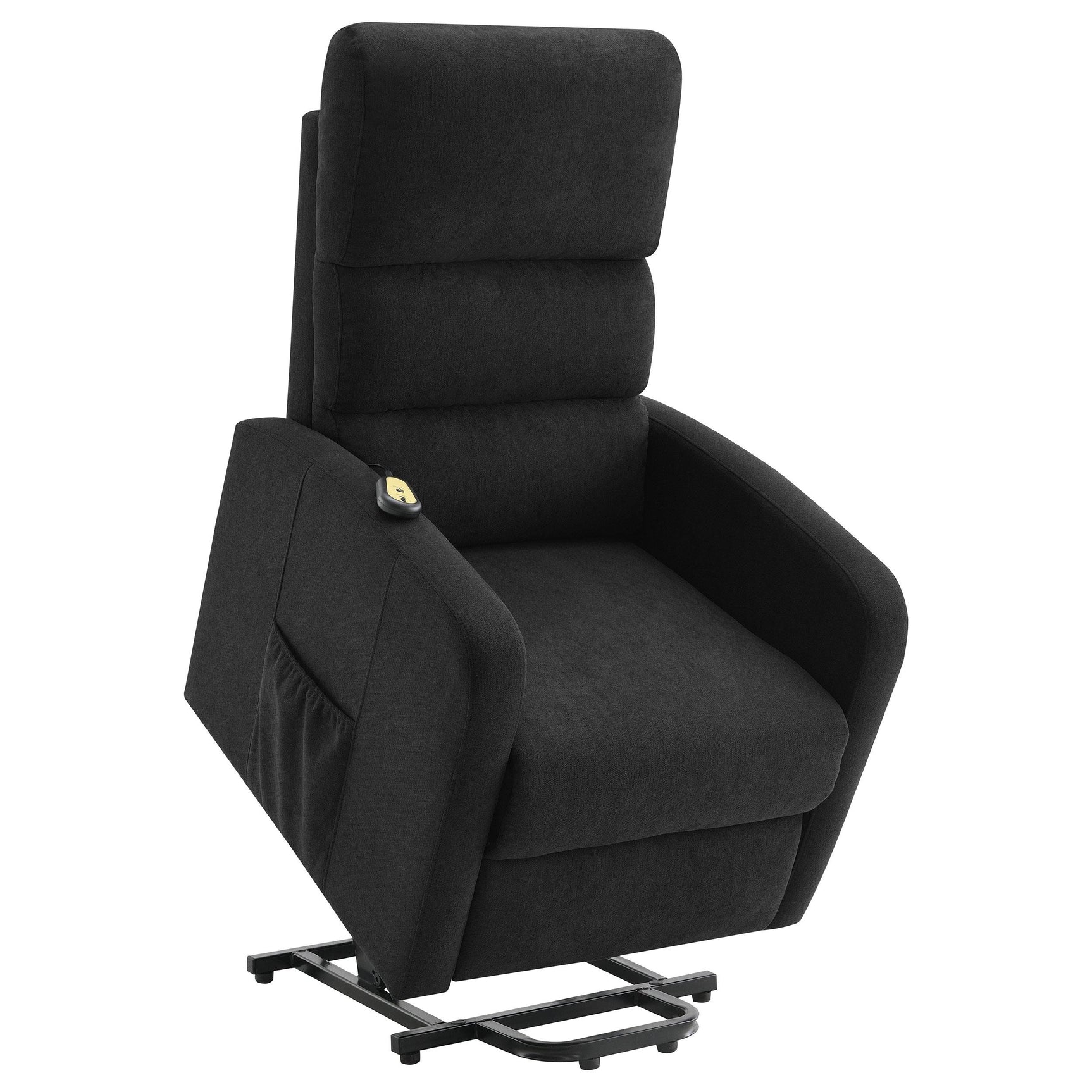 Amsdell Black Upholstered Power Lift Recliner with Remote - Ornate Home