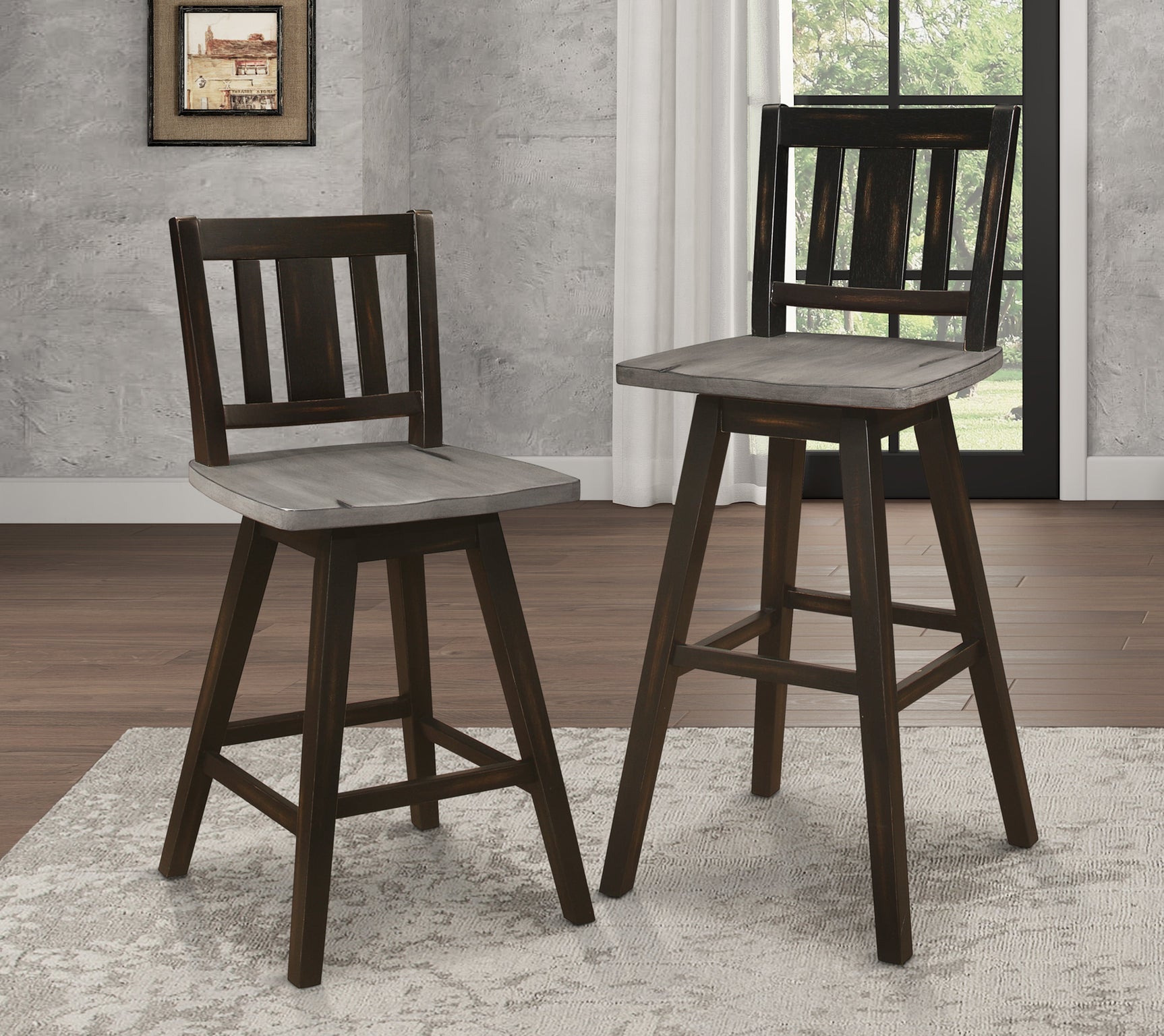 Amsonia Black Swivel Pub Counter Height Chair - Ornate Home