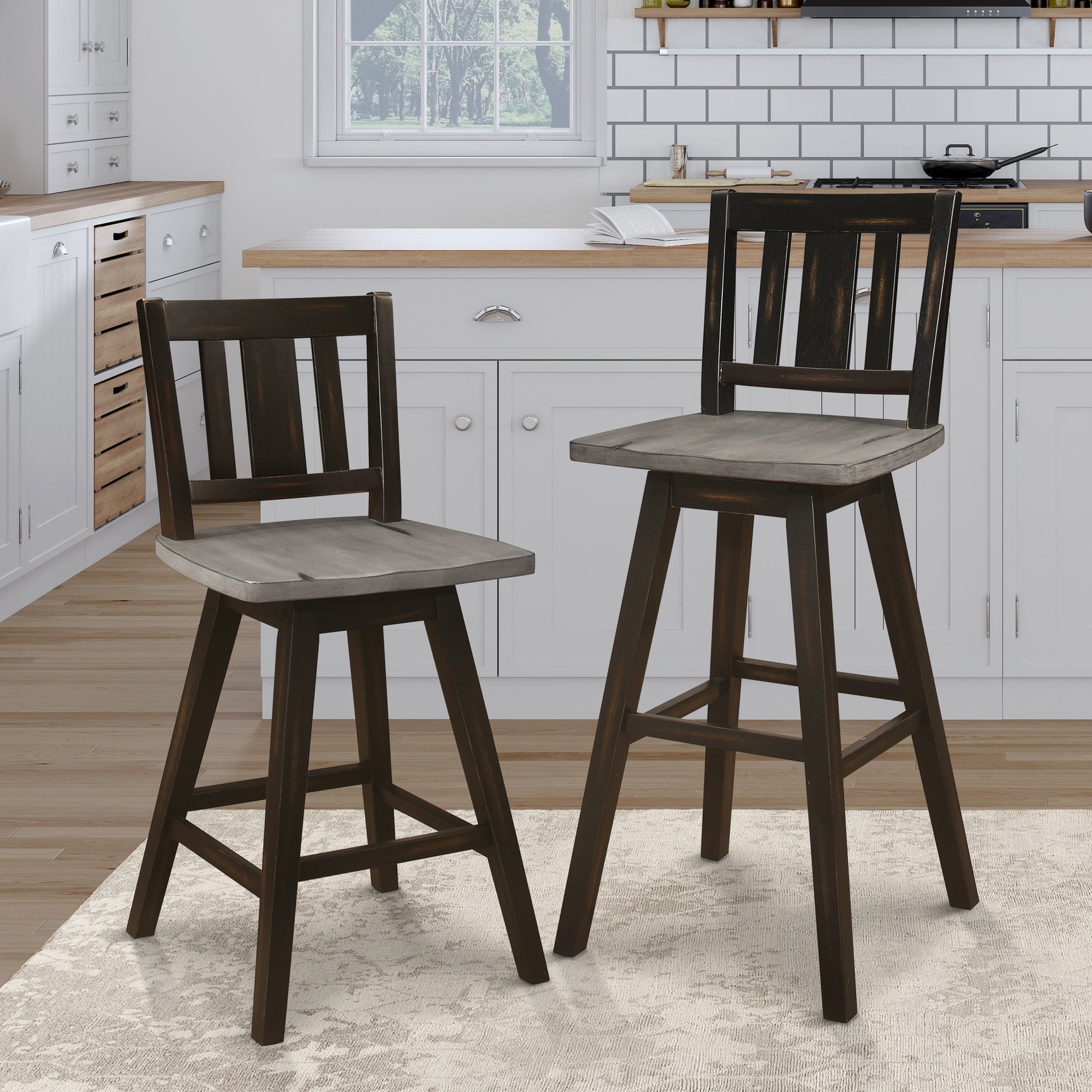 Amsonia Black Swivel Pub Counter Height Chair - Ornate Home