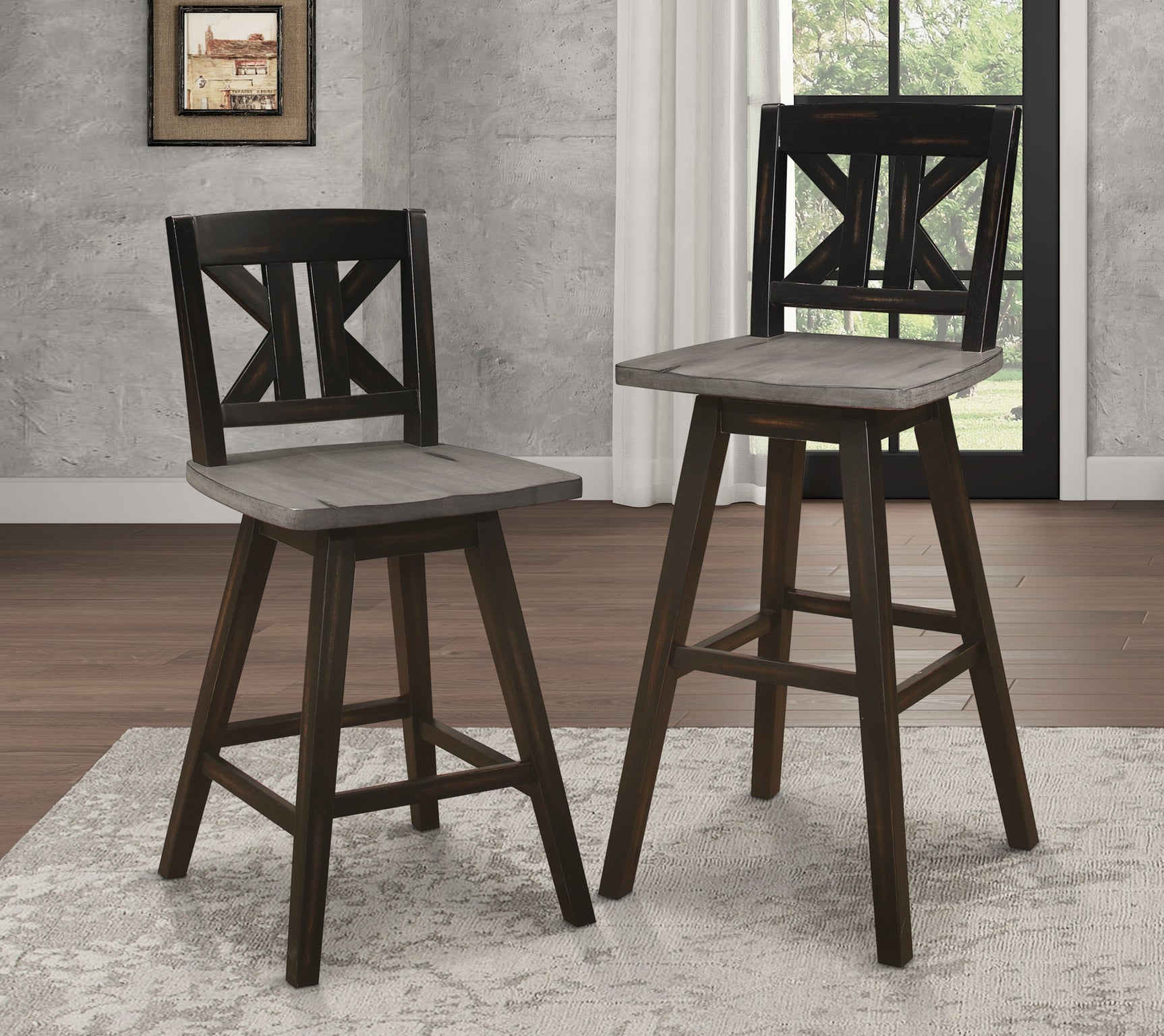 Amsonia Black Swivel Pub Counter Height Chair - Ornate Home