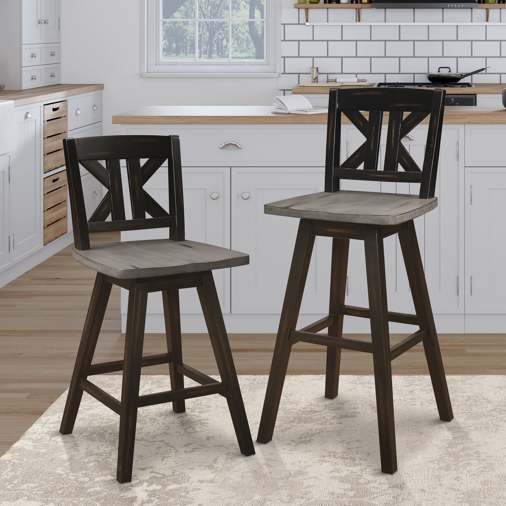 Amsonia Black Swivel Pub Counter Height Chair - Ornate Home
