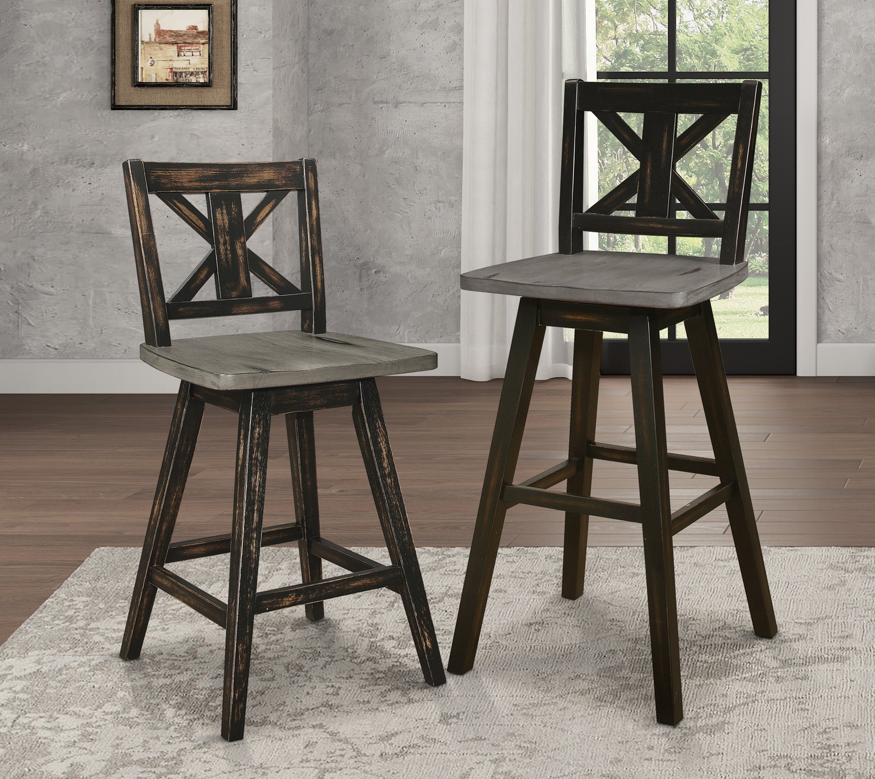Amsonia Black Swivel Pub Counter Height Chair - Ornate Home