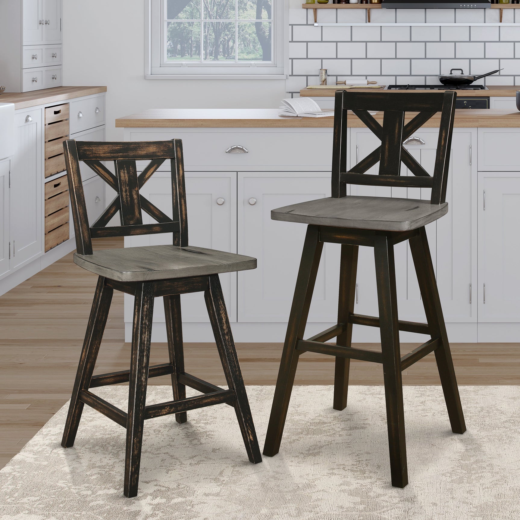 Amsonia Black Swivel Pub Counter Height Chair - Ornate Home
