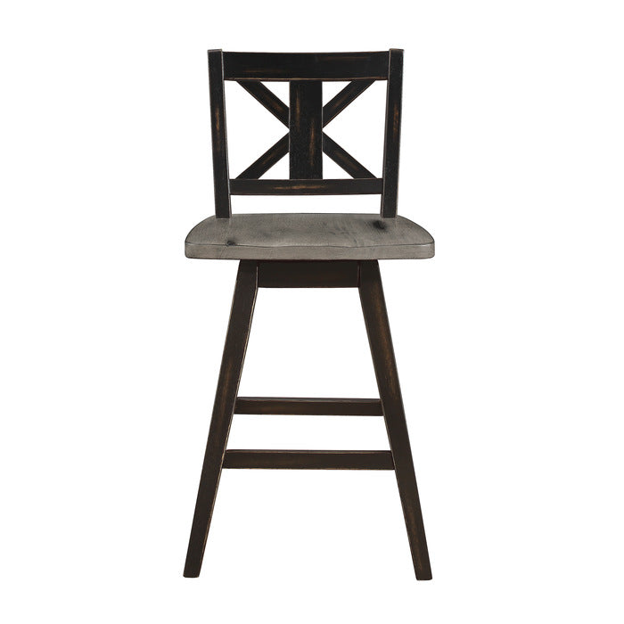 Amsonia Gray/Black Swivel Counter Chair (Set of 2) - Ornate Home