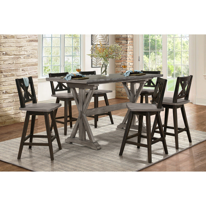Amsonia Gray/Black Swivel Counter Chair (Set of 2) - Ornate Home