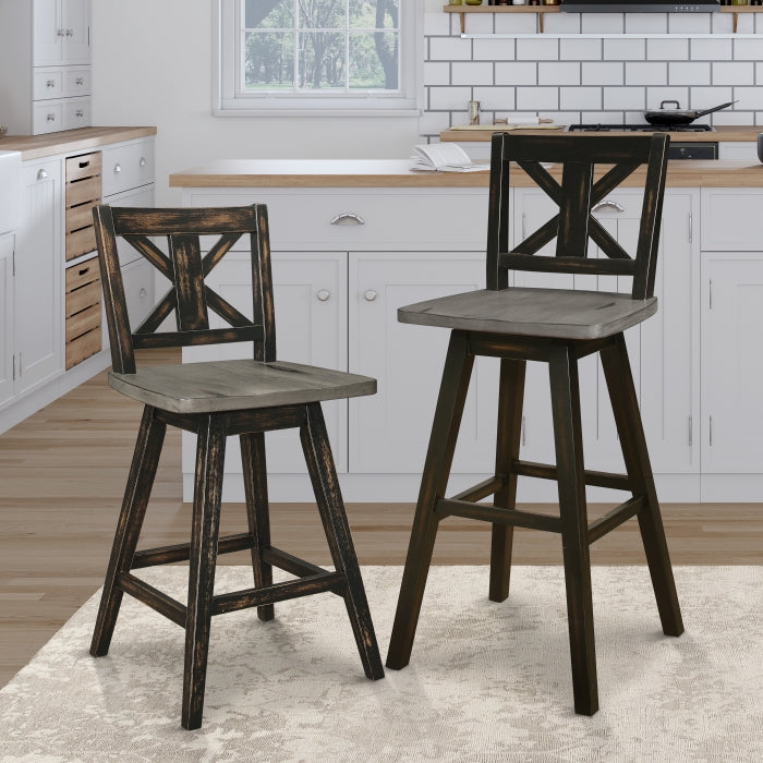 Amsonia Gray/Black Swivel Counter Chair (Set of 2) - Ornate Home