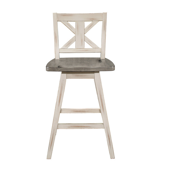 Amsonia Gray/White Swivel Counter Chair (Set of 2) - Ornate Home
