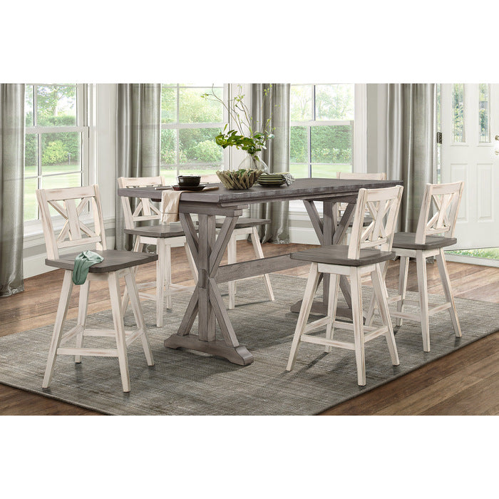 Amsonia Gray/White Swivel Counter Chair (Set of 2) - Ornate Home