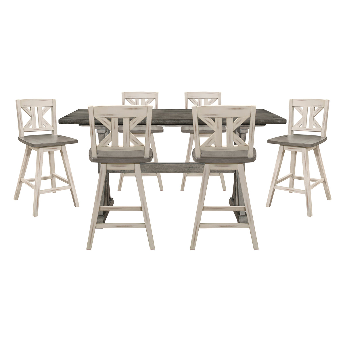 Amsonia Silver 7pc Dining Set - Ornate Home