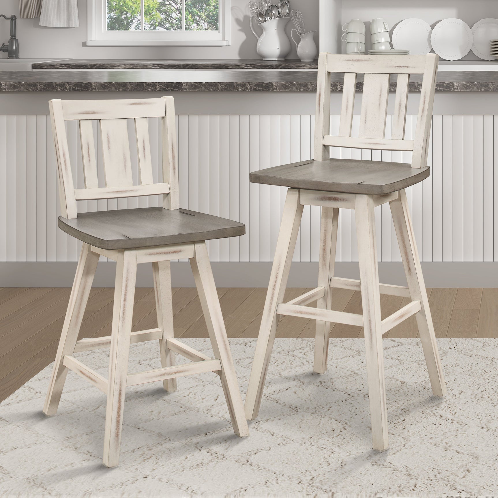 Amsonia White Swivel Pub Counter Height Chair - Ornate Home