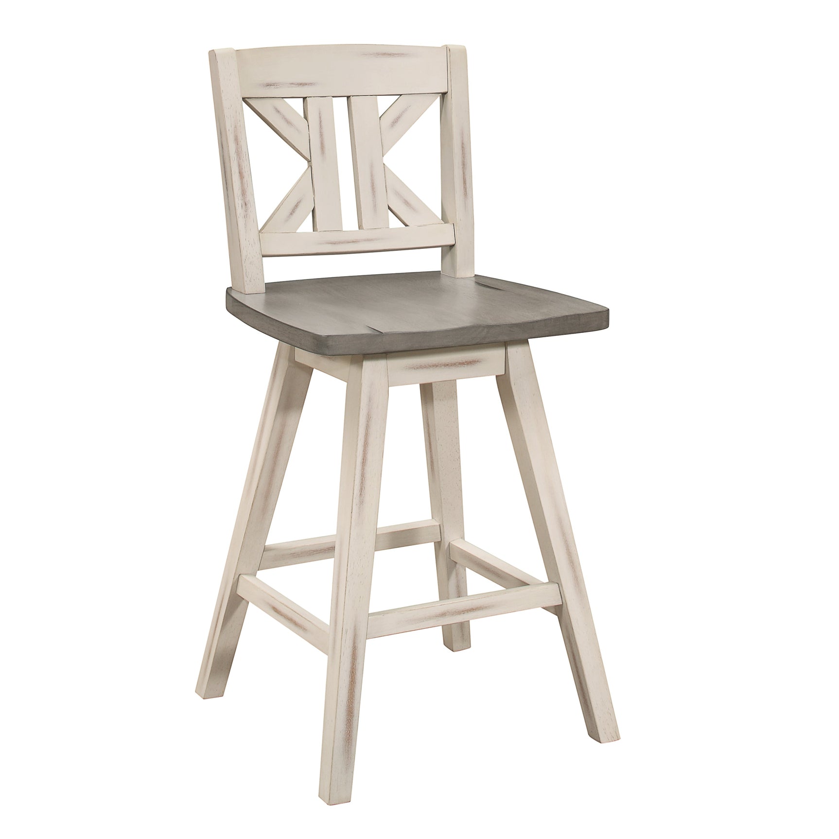 Amsonia White Swivel Pub Counter Height Chair - Ornate Home