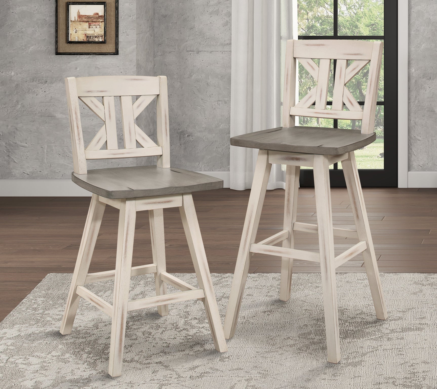 Amsonia White Swivel Pub Counter Height Chair - Ornate Home