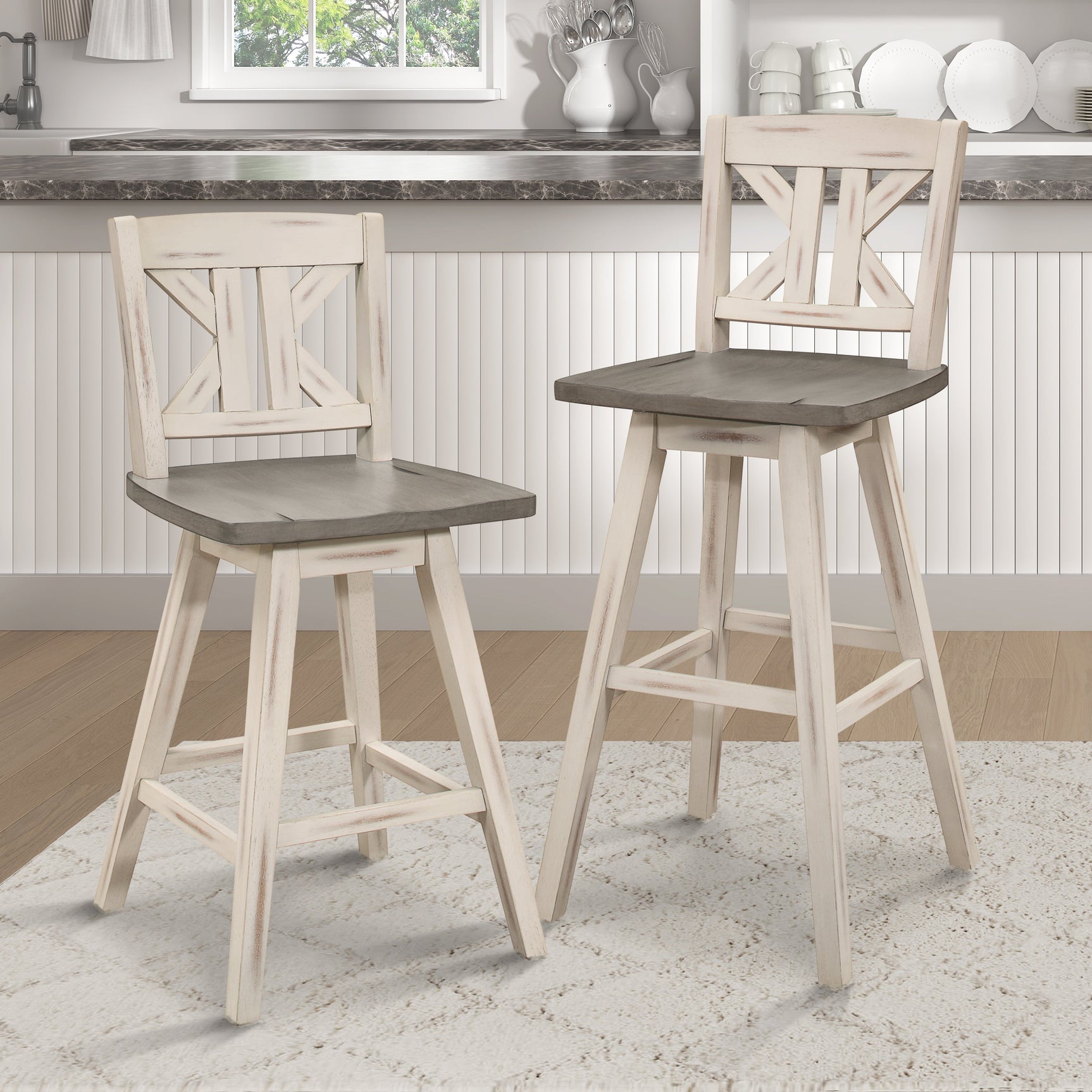Amsonia White Swivel Pub Counter Height Chair - Ornate Home