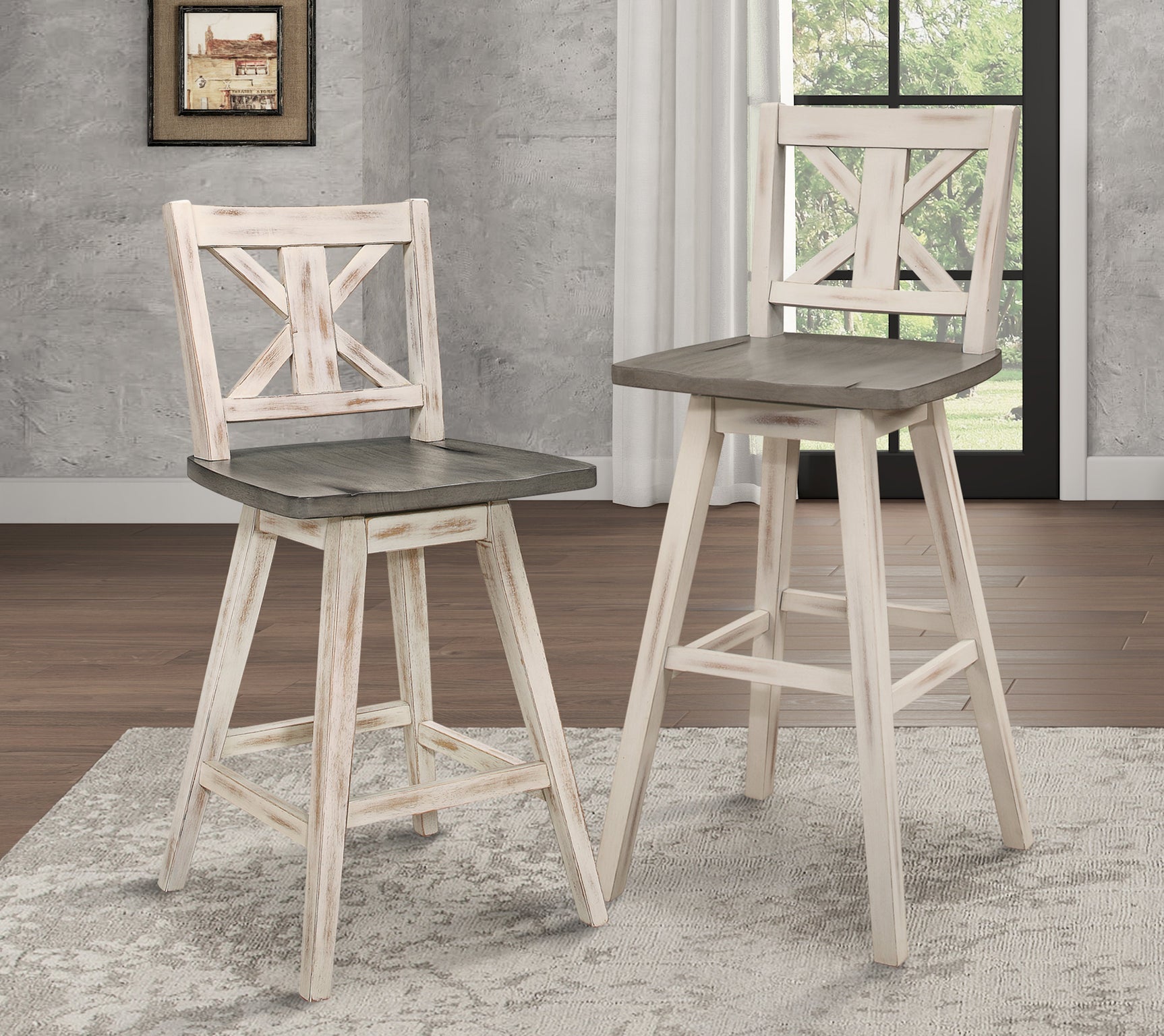 Amsonia White Swivel Pub Counter Height Chair - Ornate Home