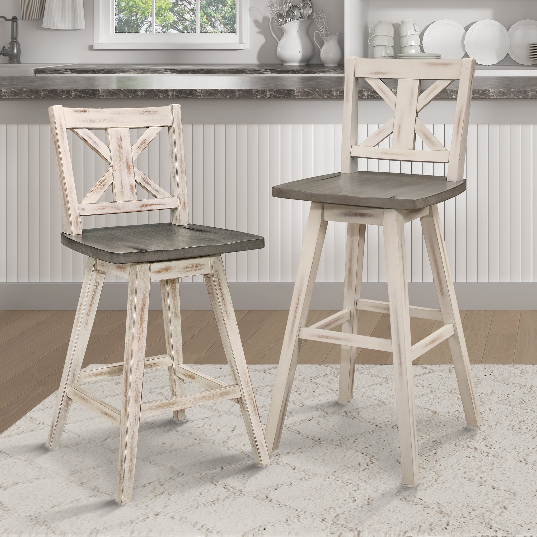 Amsonia White Swivel Pub Counter Height Chair - Ornate Home
