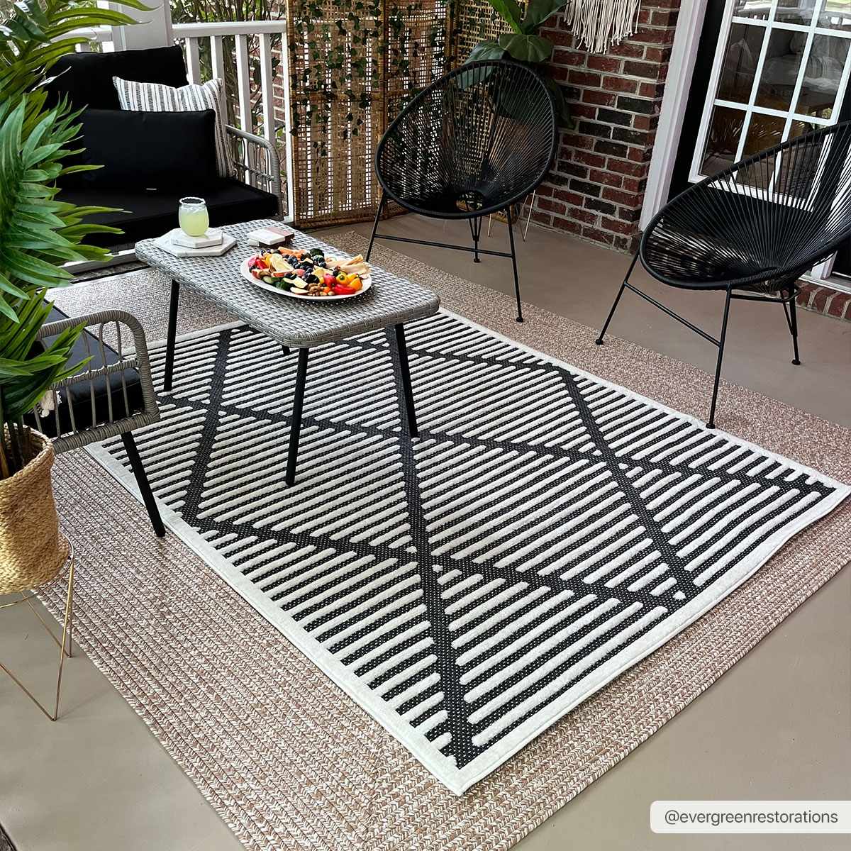 Anah 3D Black Outdoor Rug - Ornate Home