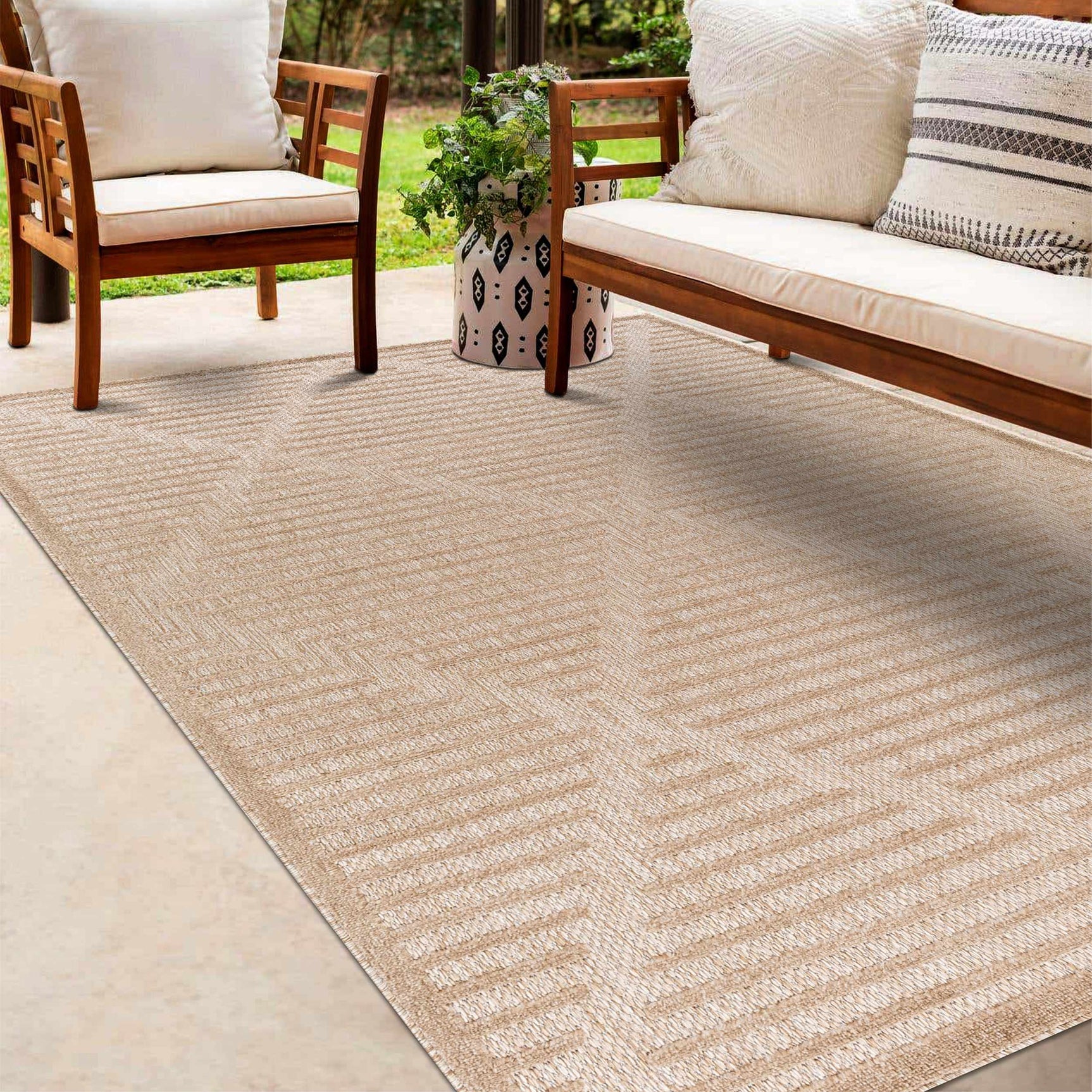 Anah Tan Outdoor Rug - Clearance - Ornate Home