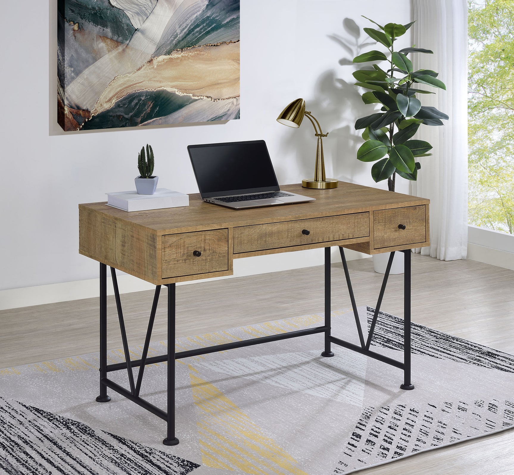 Analiese Mango 47-inch 3-drawer Writing Desk - Ornate Home