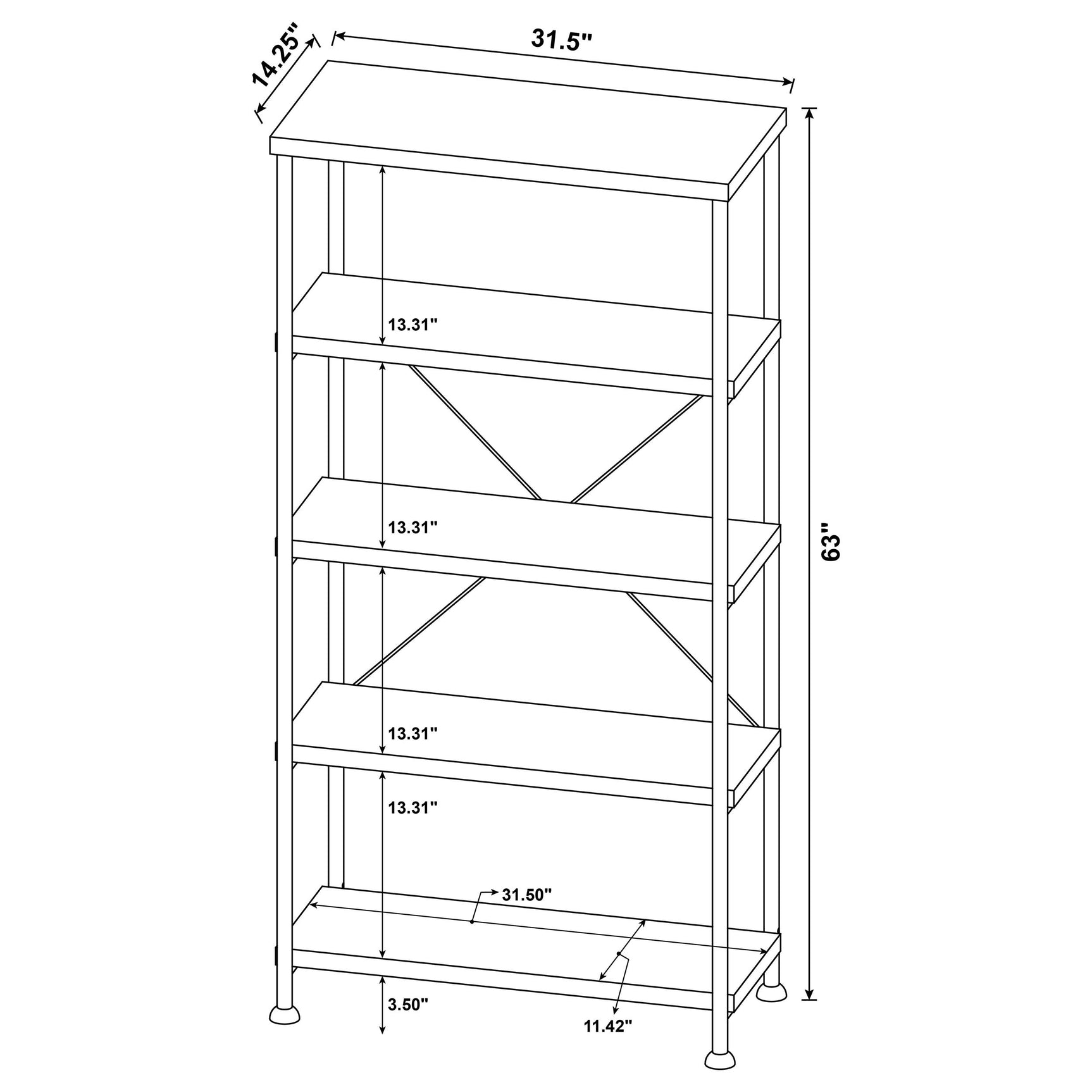 Analiese Mango 63-inch 4-shelf Bookshelf - Ornate Home