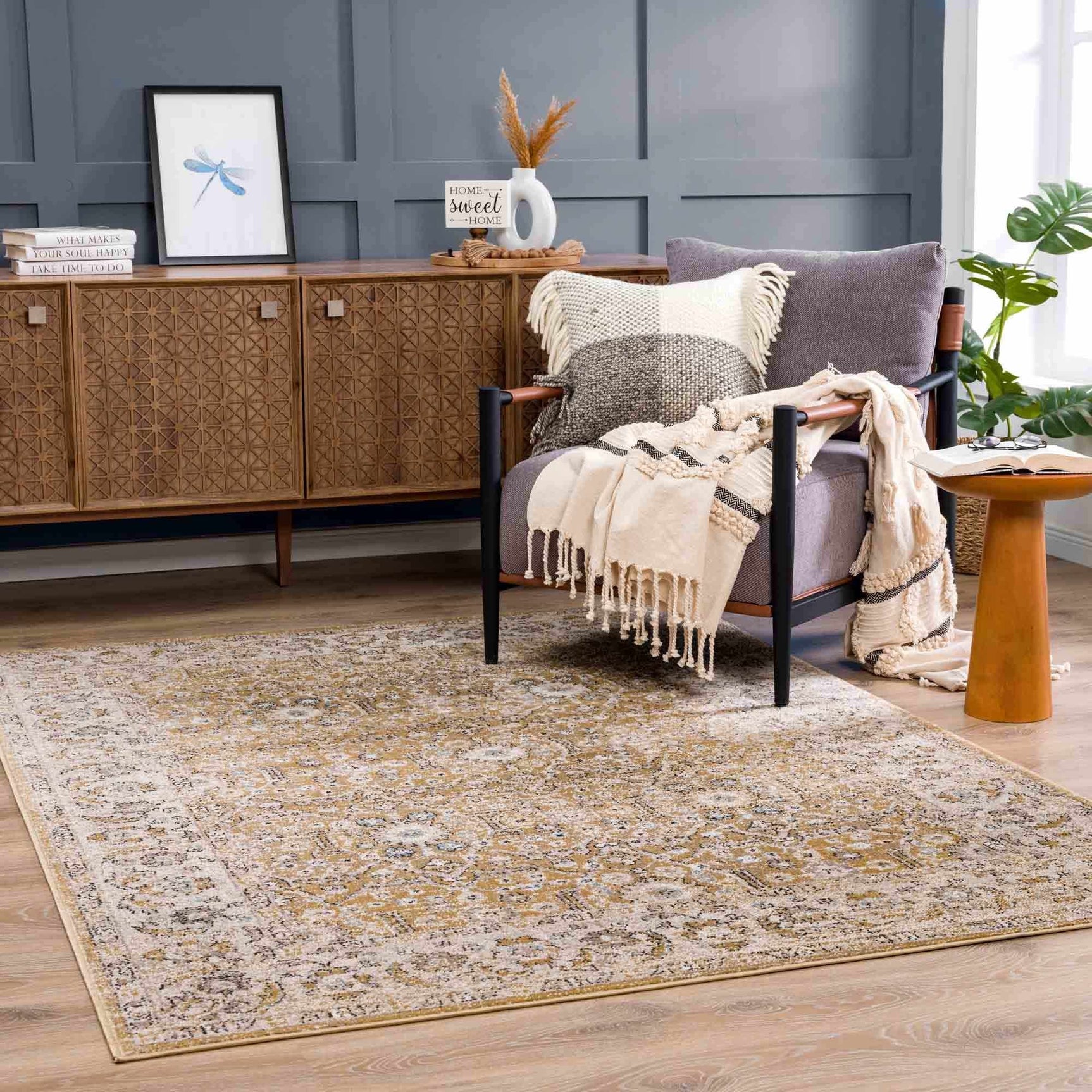 Anana Gold & Beige Area Rug - Clearance - Ornate Home