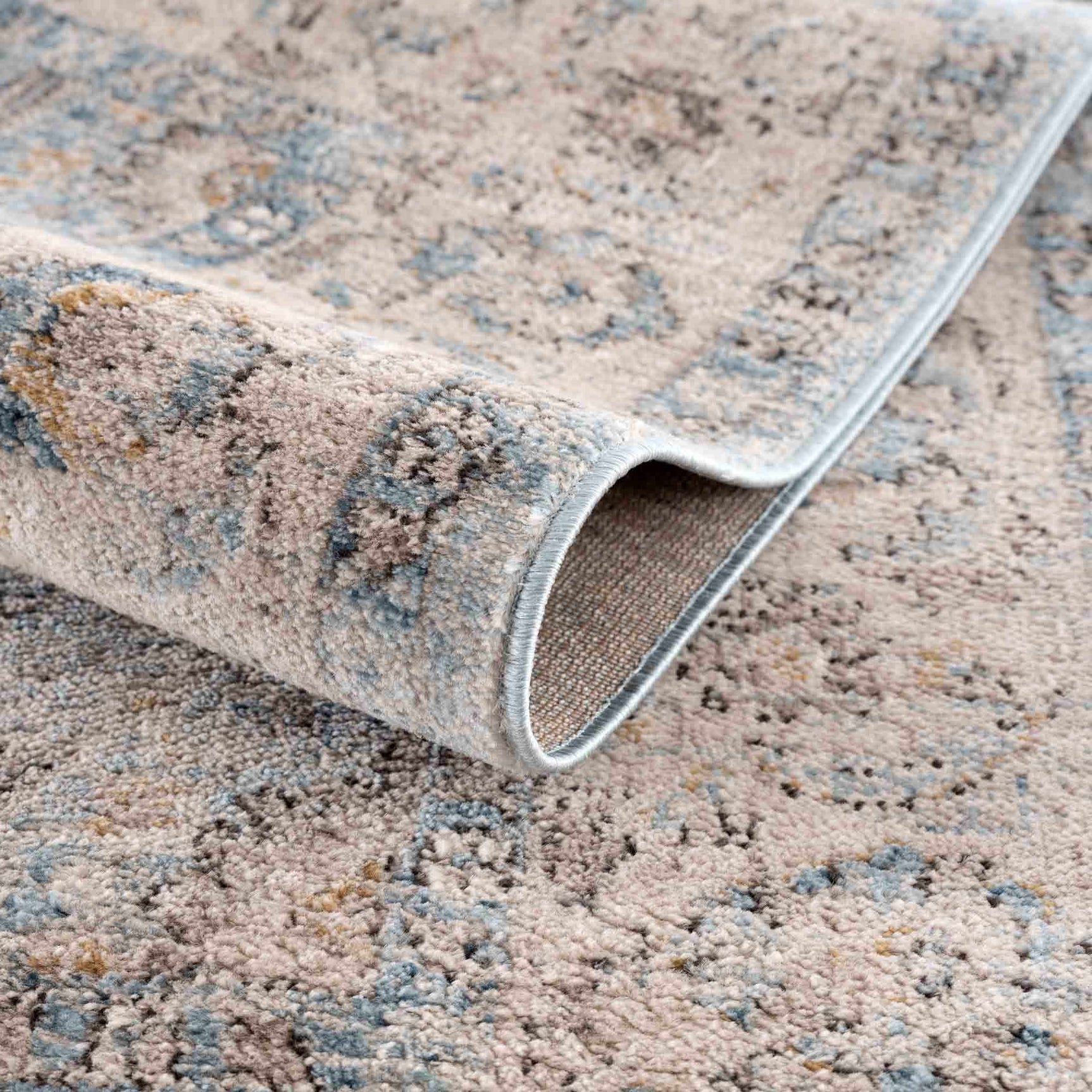 Anana Silver Blue & Beige Area Rug - Clearance - Ornate Home