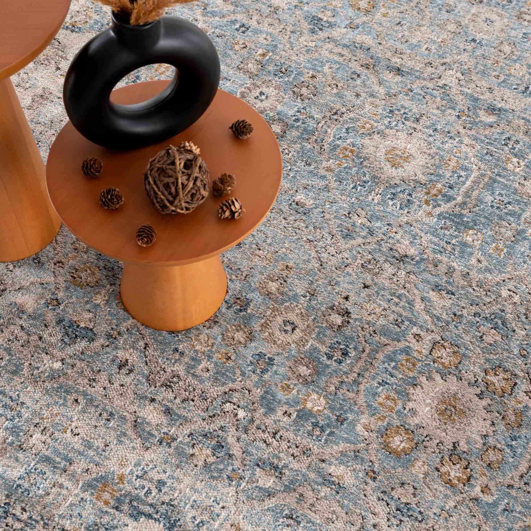 Anana Silver Blue & Beige Area Rug - Clearance - Ornate Home