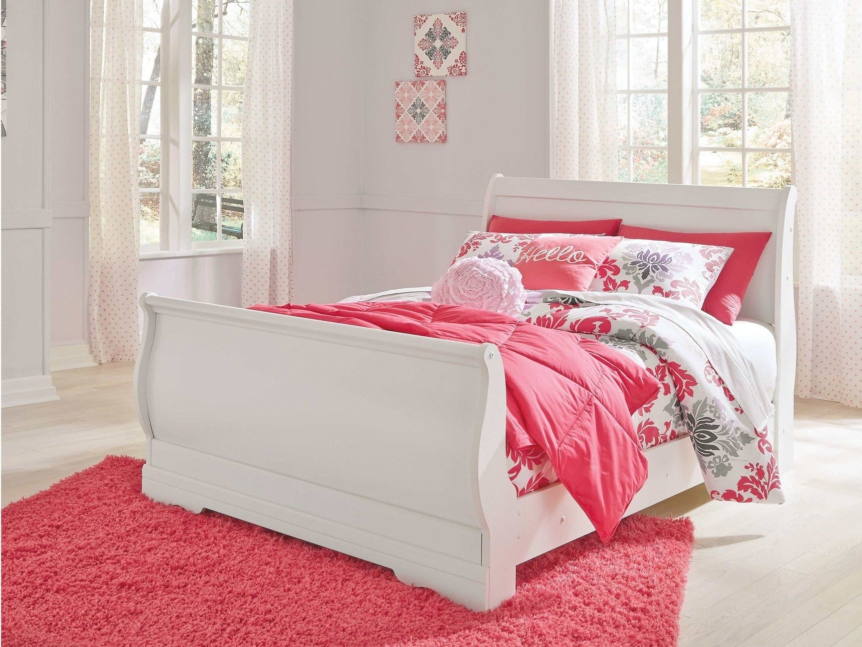Anarasia White Full Sleigh Youth Bed - Ornate Home