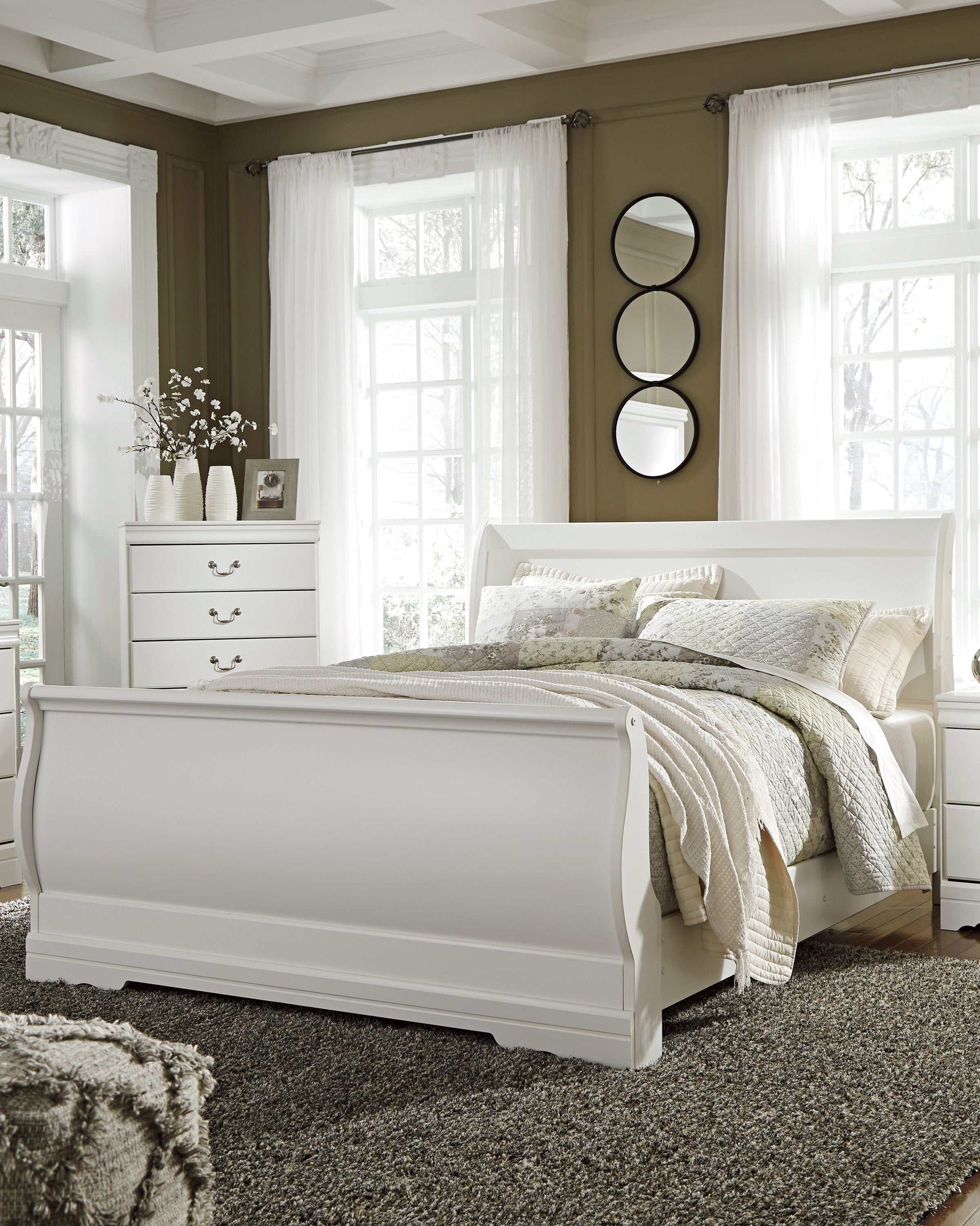 Anarasia White Queen Sleigh Bed - Ornate Home