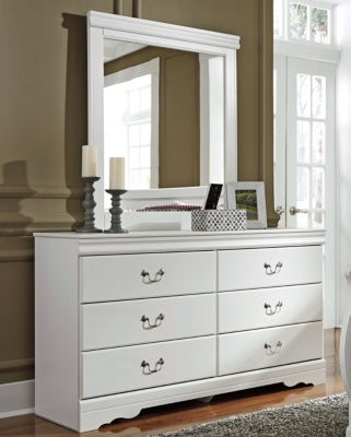 Anarasia White Queen Sleigh Bedroom Set with Dresser, Mirror and Nightstand - Ornate Home