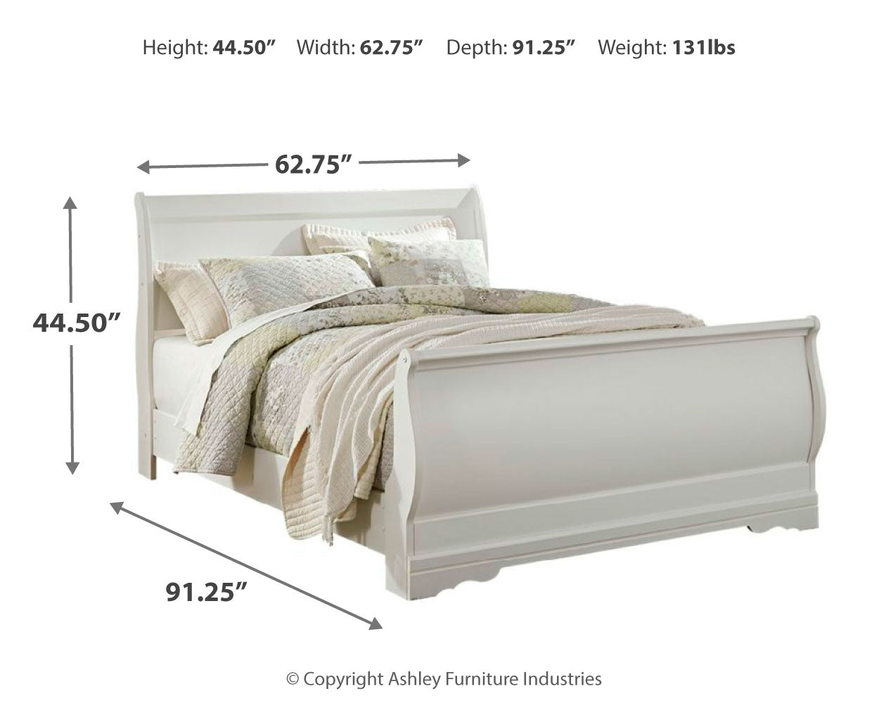Anarasia White Queen Sleigh Bedroom Set with Dresser, Mirror and Nightstand - Ornate Home