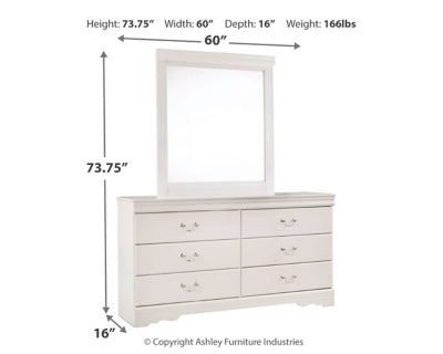 Anarasia White Twin Sleigh Bedroom Set with Dresser, Mirror, Chest and 2 Nightstands - Ornate Home