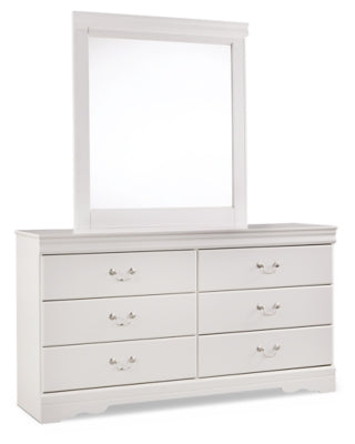 Anarasia White Twin Sleigh Bedroom Set with Dresser, Mirror and Nightstand (Online Special Price) - Ornate Home