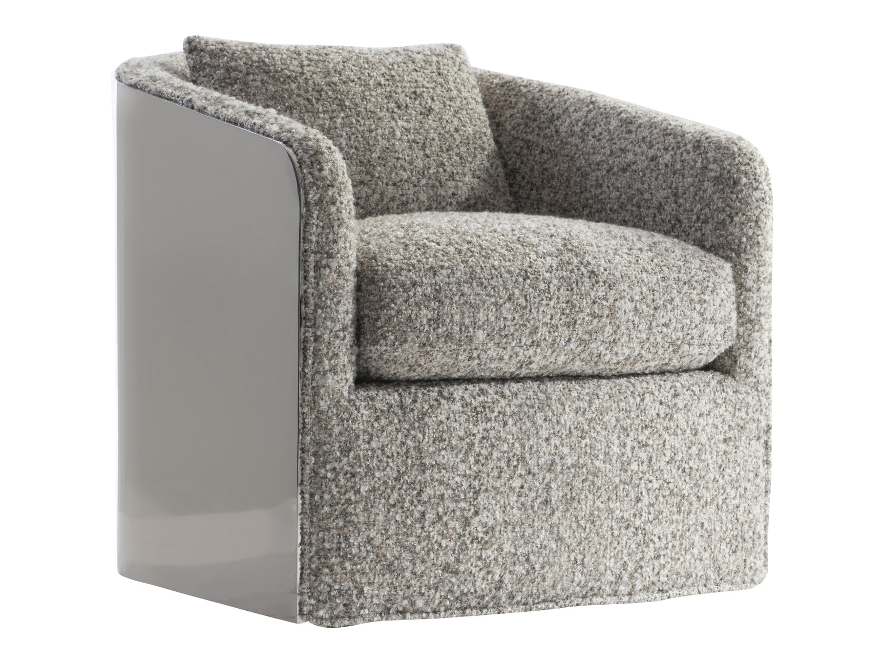 Anastasia Grey/Polished Stainless Steel Fabric Swivel Chair - Ornate Home