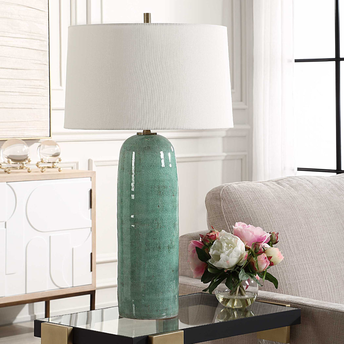 Andale Crackled Teal Table Lamp - Ornate Home