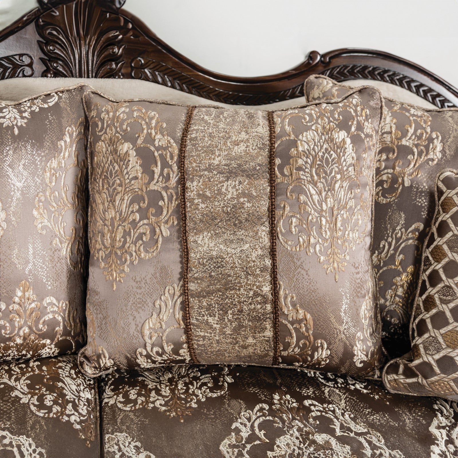 Andalusia Light Brown / Dark Cherry Loveseat - Ornate Home