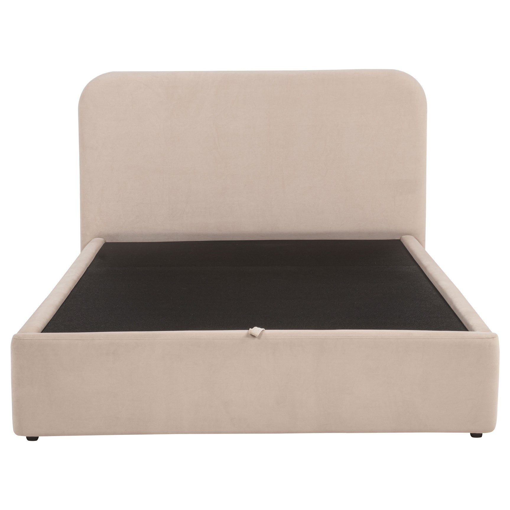 Anders Beige Upholstered Eastern King Storage Lift Platform Bed - Ornate Home