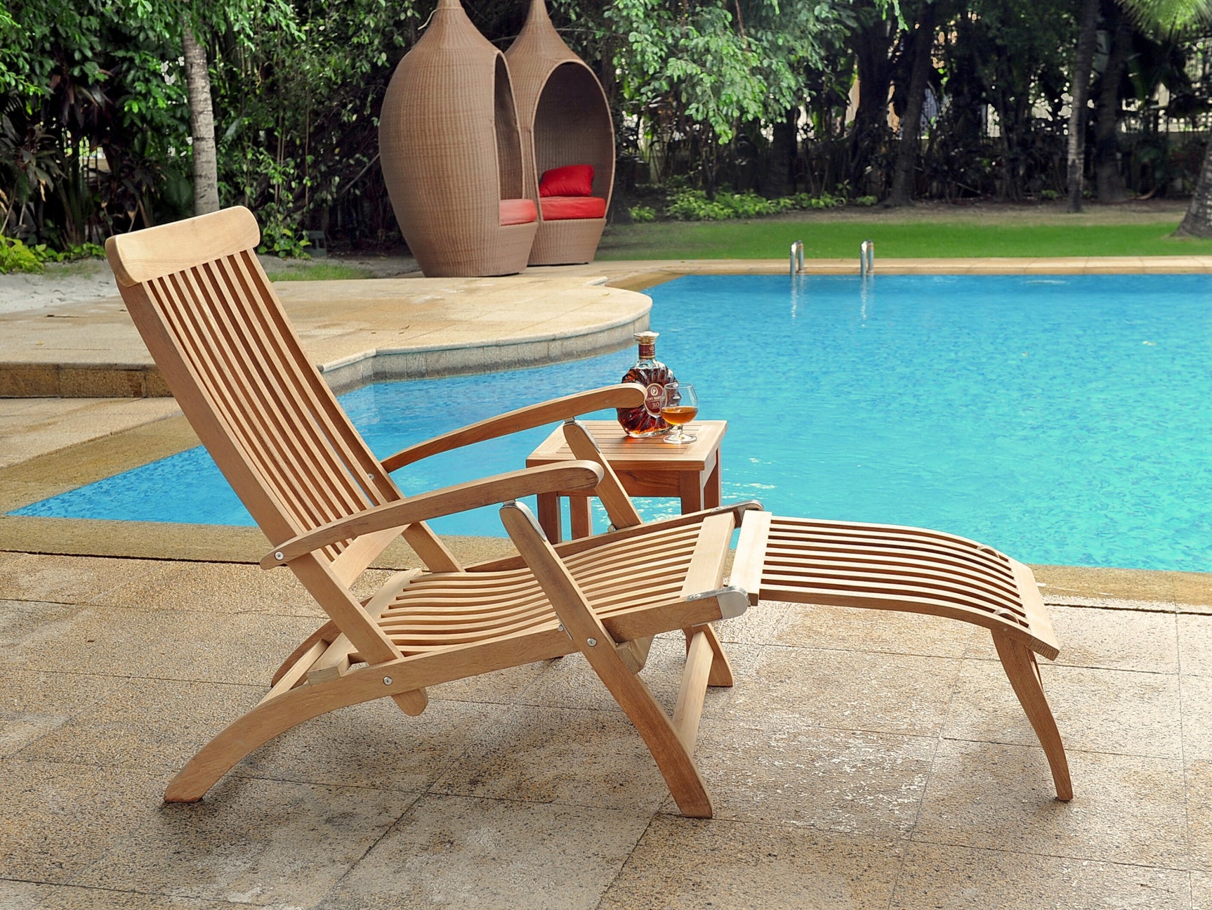 Anders Teak Outdoor Folding Lounge Deck Chair - Ornate Home