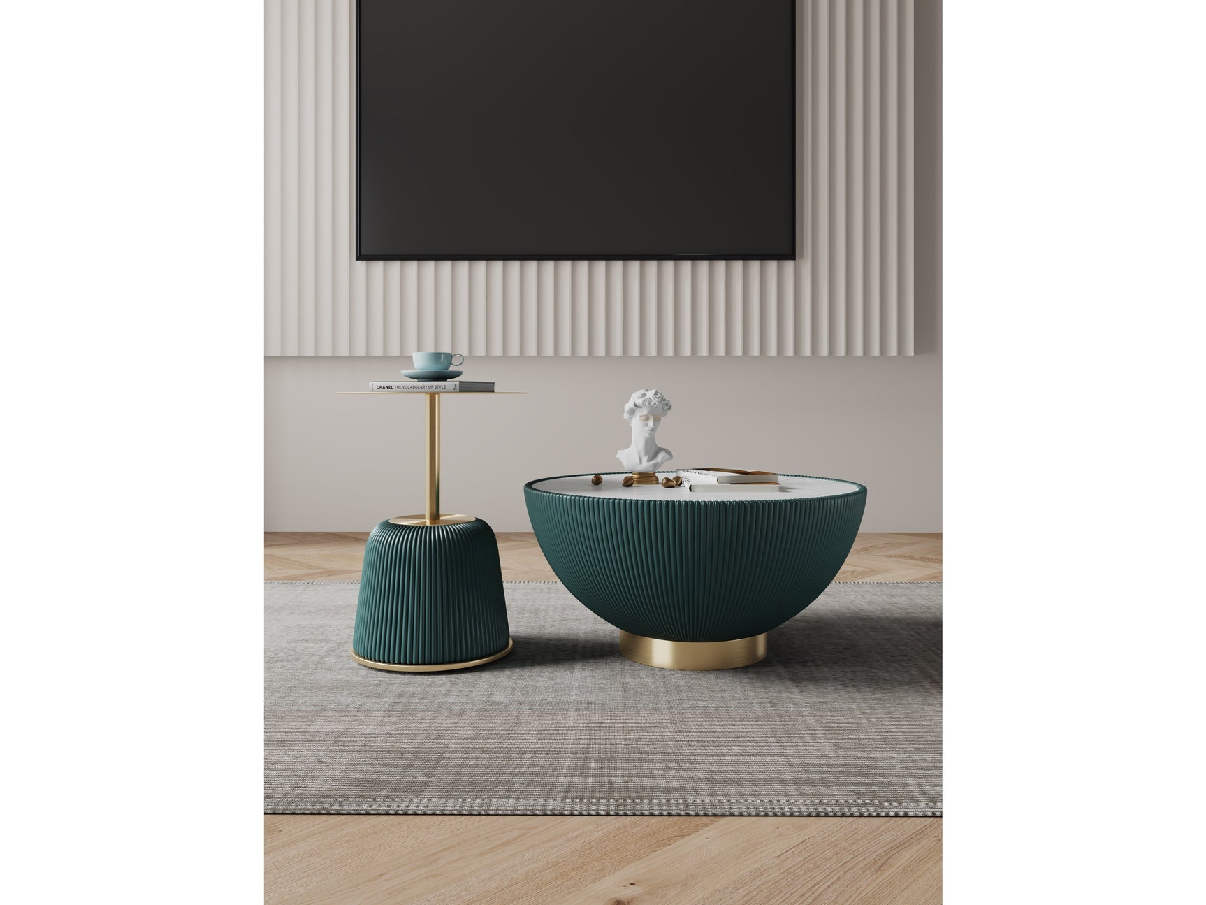 Anderson Coffee Table and End Table 1.0 in Green (set of 2) - Ornate Home