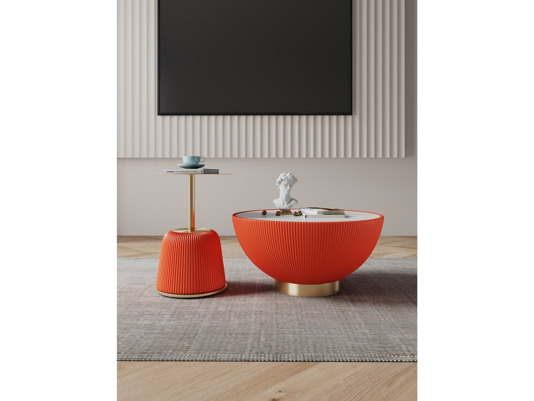 Anderson Coffee Table and End Table 1.0 in Orange (set of 2) - Ornate Home