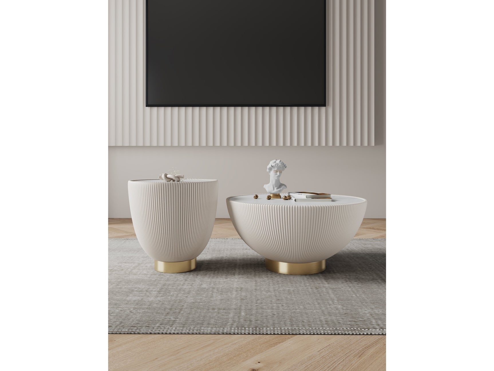 Anderson Coffee Table and End Table 2.0 in Cream (set of 2) - Ornate Home